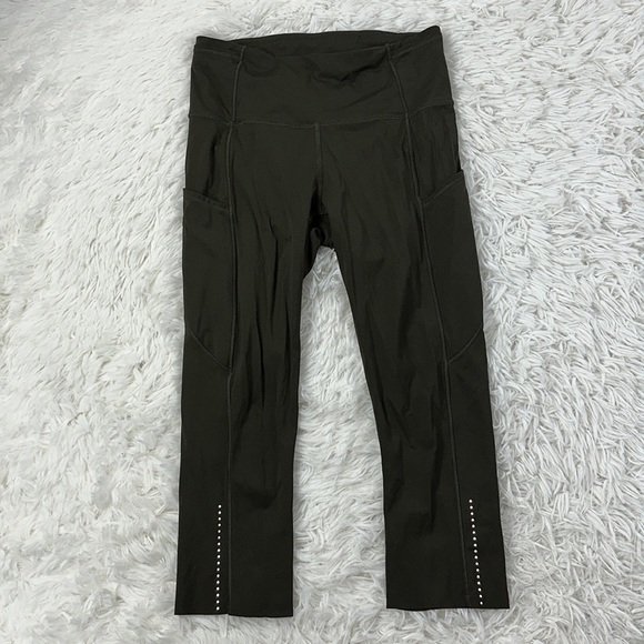 Lululemon Fast & Free Crop II *Nulux 19" Dark Olive - Picture 2 of 10
